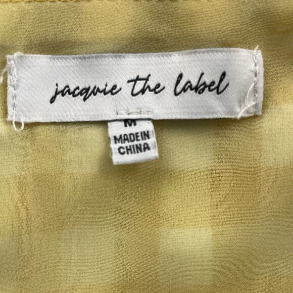 Jacquie The Label Puff Sleeves Mini Yellow Gingham Back Bow Dress Cottage-core-M - Picture 11 of 16